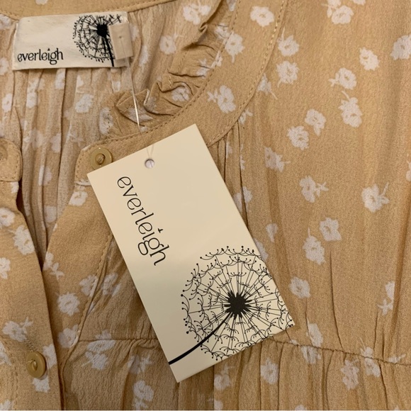 New Everleigh Butter Yellow Floral Wavy Sleeve Blouse M - Picture 11 of 13